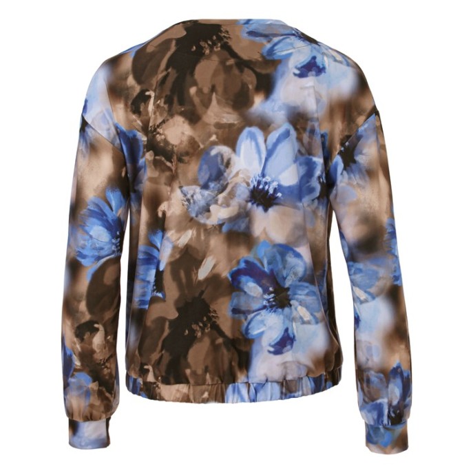 Enjoy Blouson shirt bloemprint Bruin Blauw